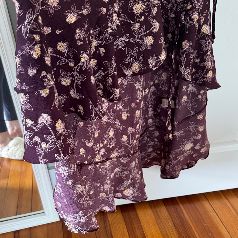 Max Studio Women's Floral Wrap Maxi Dress - Plum - Picture 6 of 9